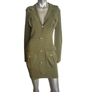 L'atiste by Amy olive green military-style dress. Women M. Body com/fitted new